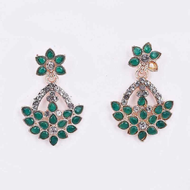 Sukkhi Ethnic Gold Plated Green Dangle Earring for Women