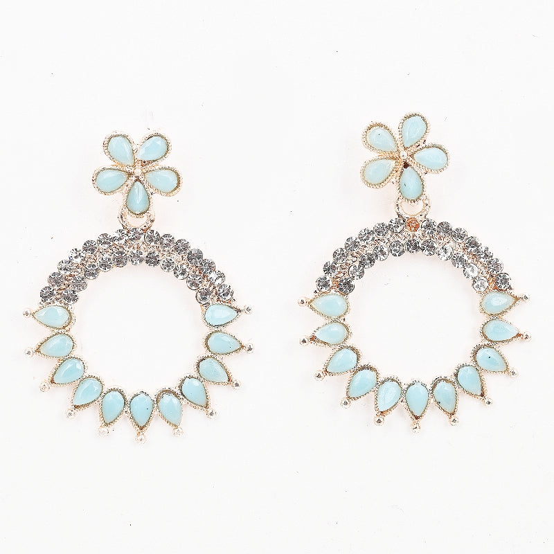 Sukkhi Fashion Gold Plated Mint Green Dangle Earring for Women