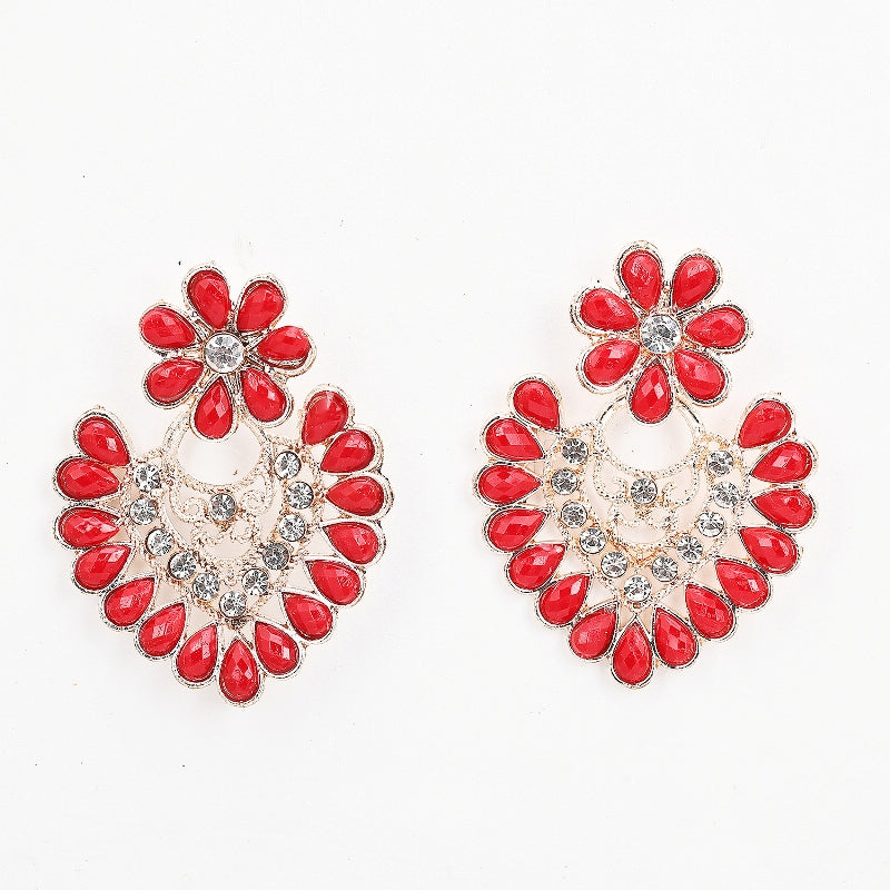 Sukkhi Classic Gold Plated Red Dangle Earring for Women