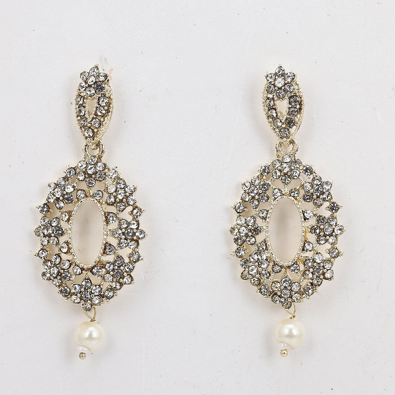 Sukkhi Creative Gold Plated White Dangle Earring for Women