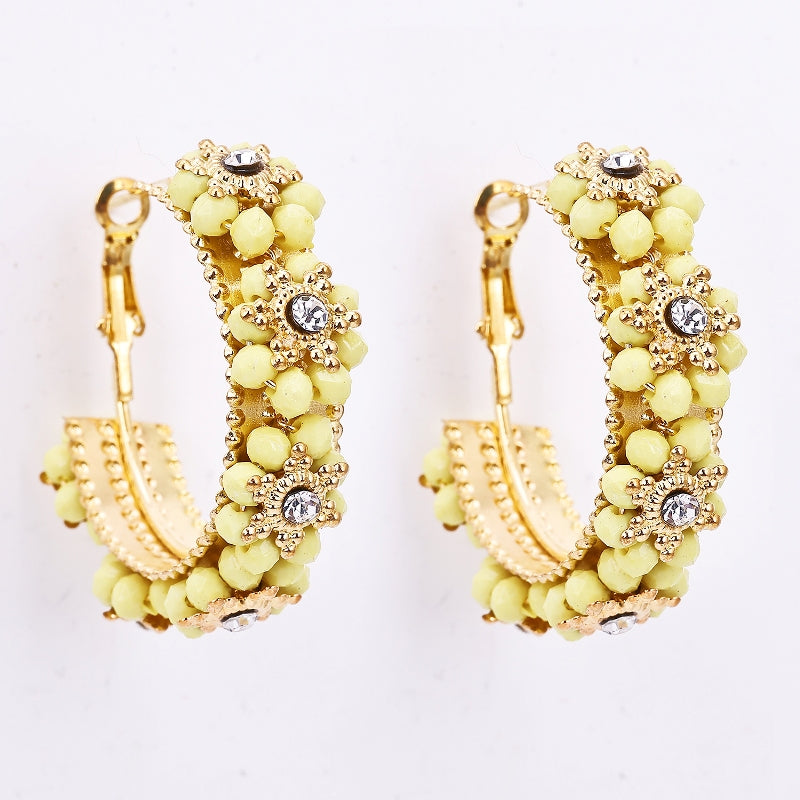 Sukkhi Delightful Gold Plated White Hoop Earring for Women
