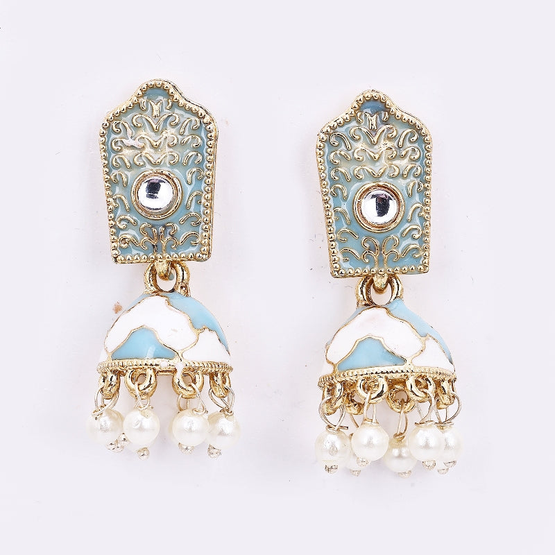 Sukkhi Feminine Gold Plated White Jhumki Earring for Women