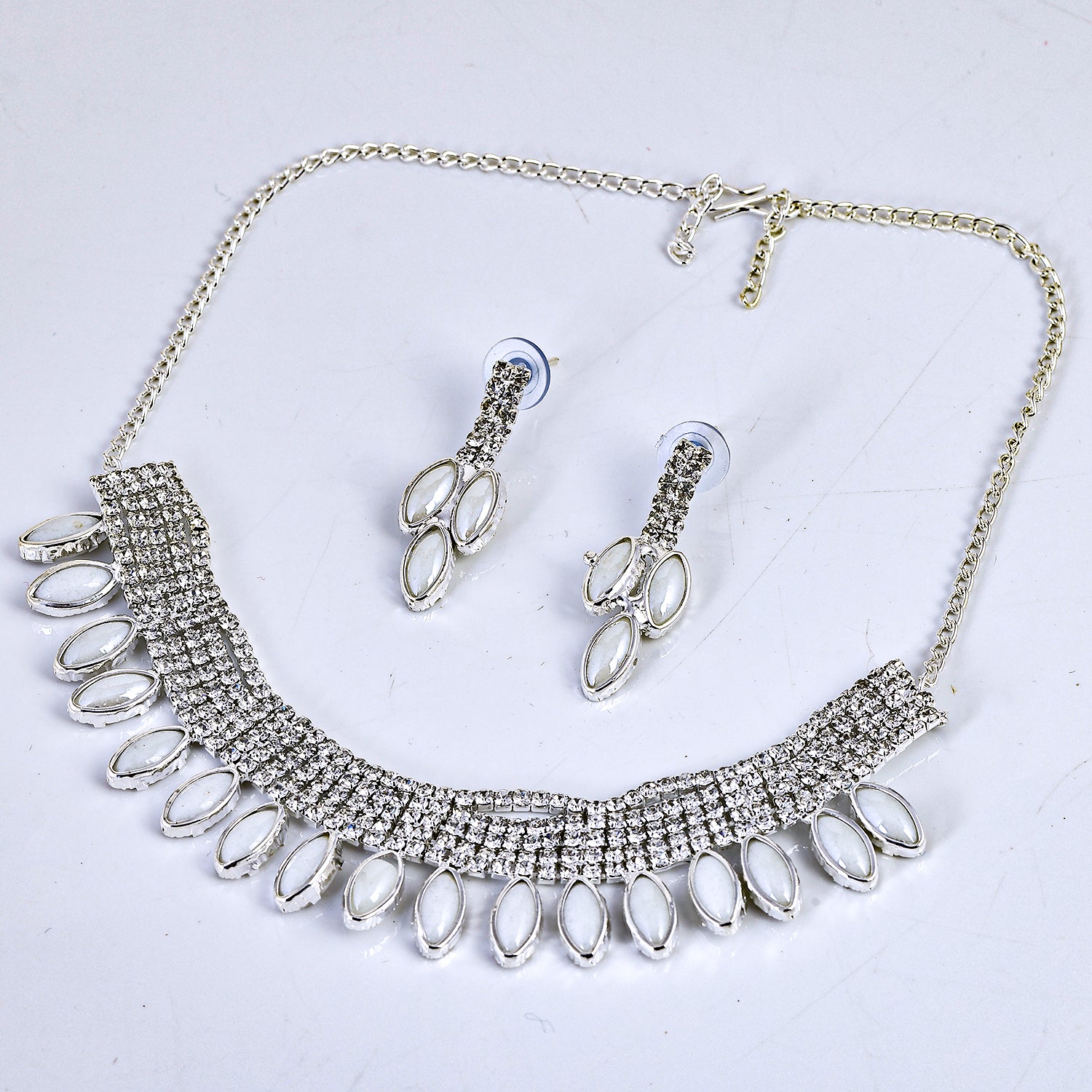 Sukkhi Crystal Stones Collerbone Necklace with Earrings for Women