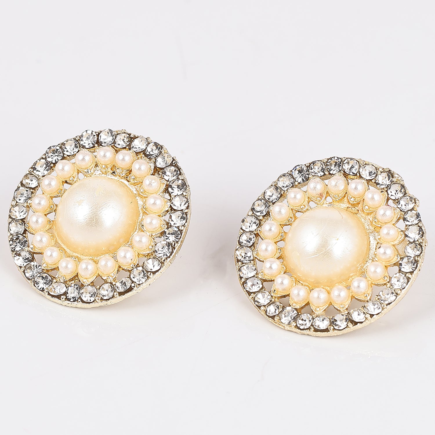Sukkhi Stylish Gold Plated White Studs Earring for Women
