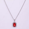 Fashion-Forward Silver Red Rectangle Shaped Pendant with Chain for Women