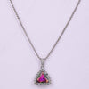 Ornamental Silver Purple Triangle Shaped Pendant with Chain for Women