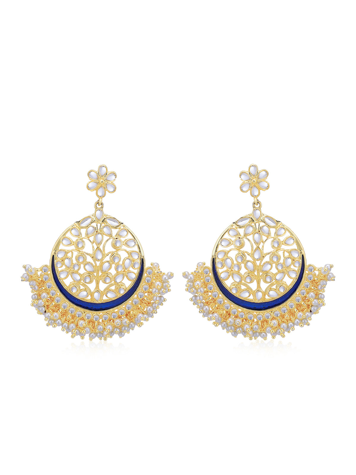 Sukkhi Glorious Pearl Gold Plated Kundan Chandbali Earring for Women SKR56733
