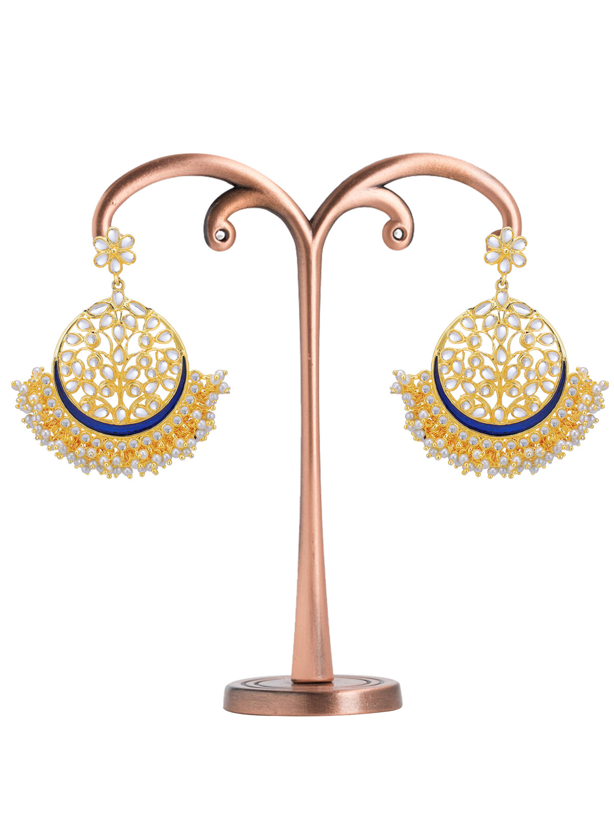 Sukkhi Glorious Pearl Gold Plated Kundan Chandbali Earring for Women SKR56733