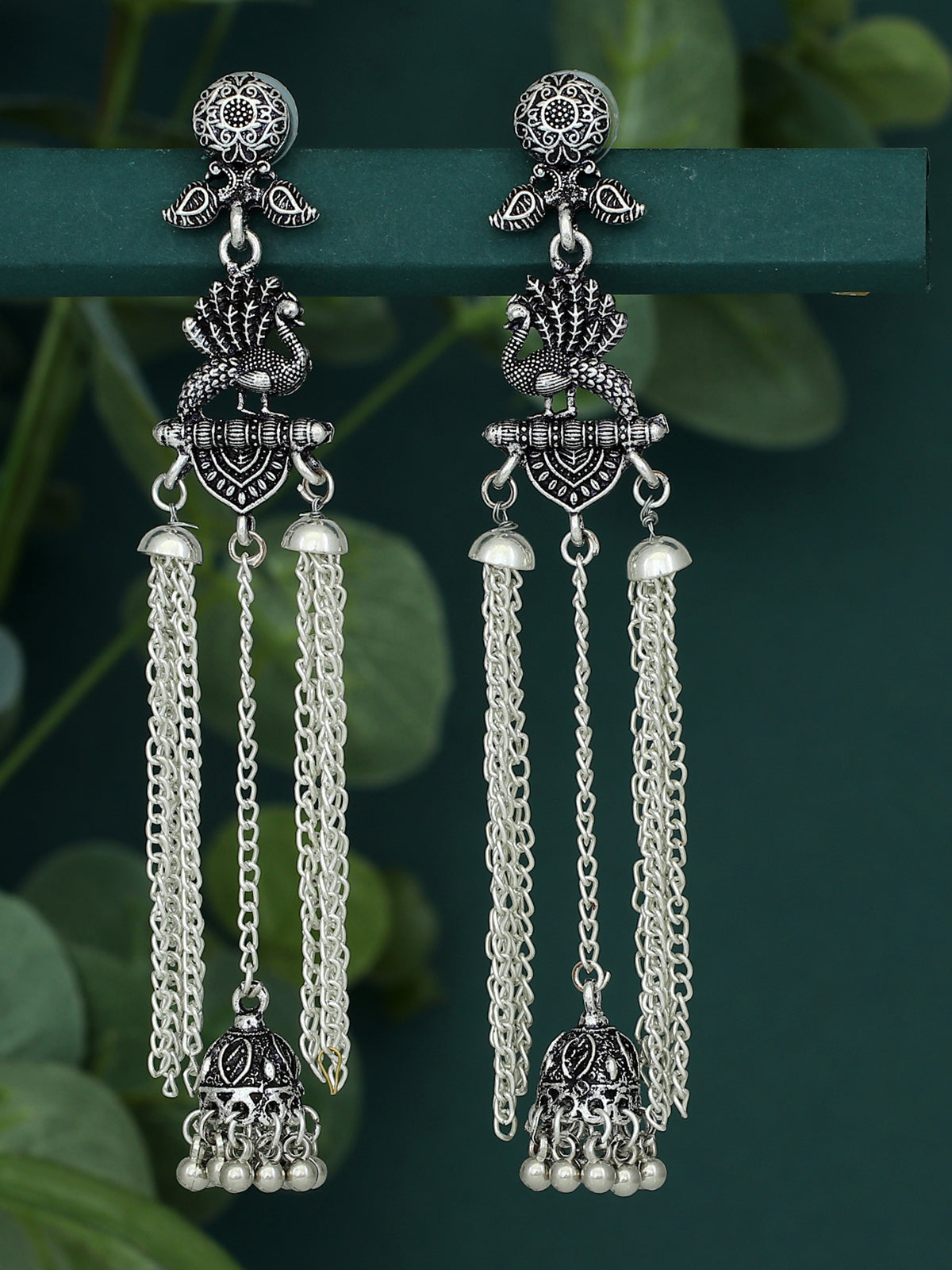 Sukkhi Marvellous Oxidised Peacock Chandelier Earring For Women SKR56801