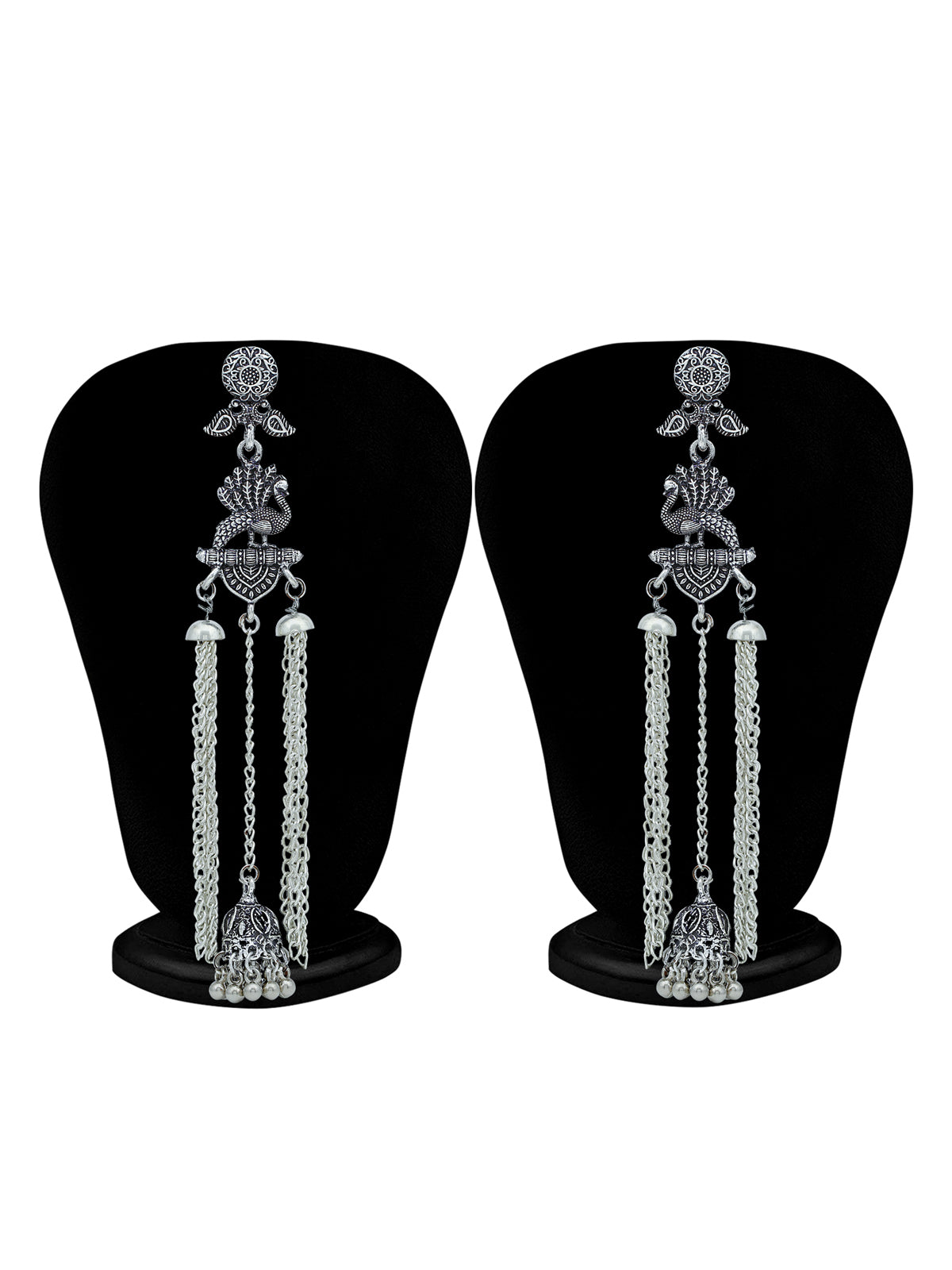 Sukkhi Marvellous Oxidised Peacock Chandelier Earring For Women SKR56801