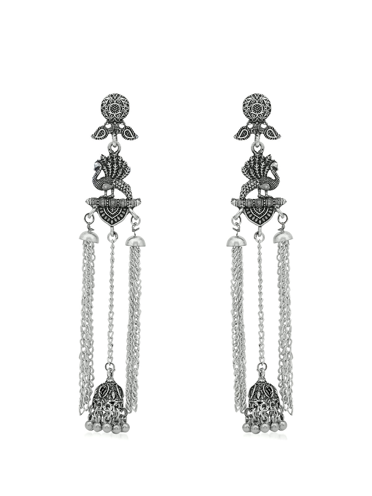 Sukkhi Marvellous Oxidised Peacock Chandelier Earring For Women SKR56801