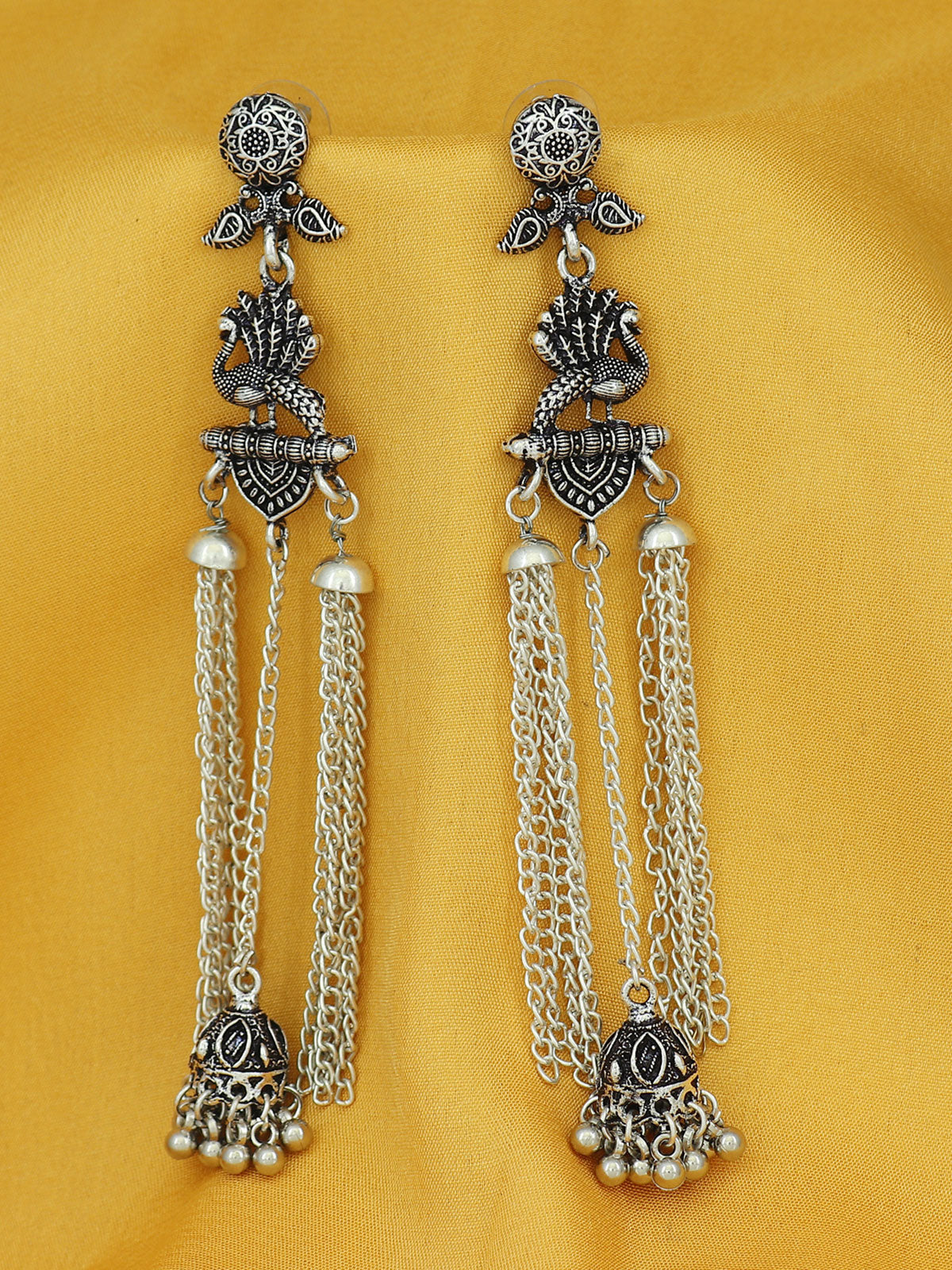 Sukkhi Marvellous Oxidised Peacock Chandelier Earring For Women SKR56801