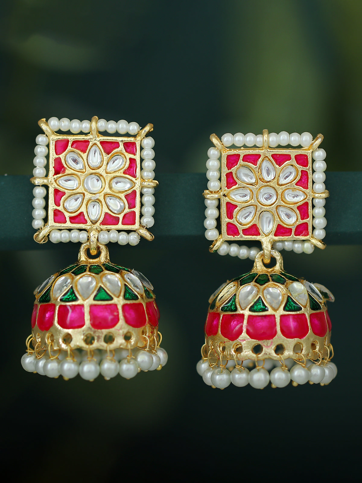 Sukkhi Ethnic Pearl Gold Plated Kundan Meenakari Jhumki Earring For Women SKR56862