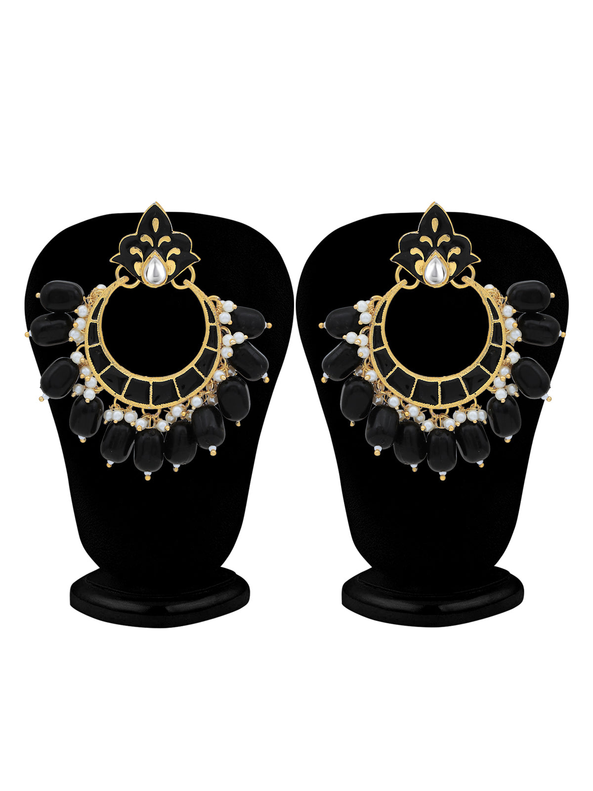 Sukkhi Astonish Pearl Gold Plated Kundan Meenakari Chandbali Earring for Women SKR56886