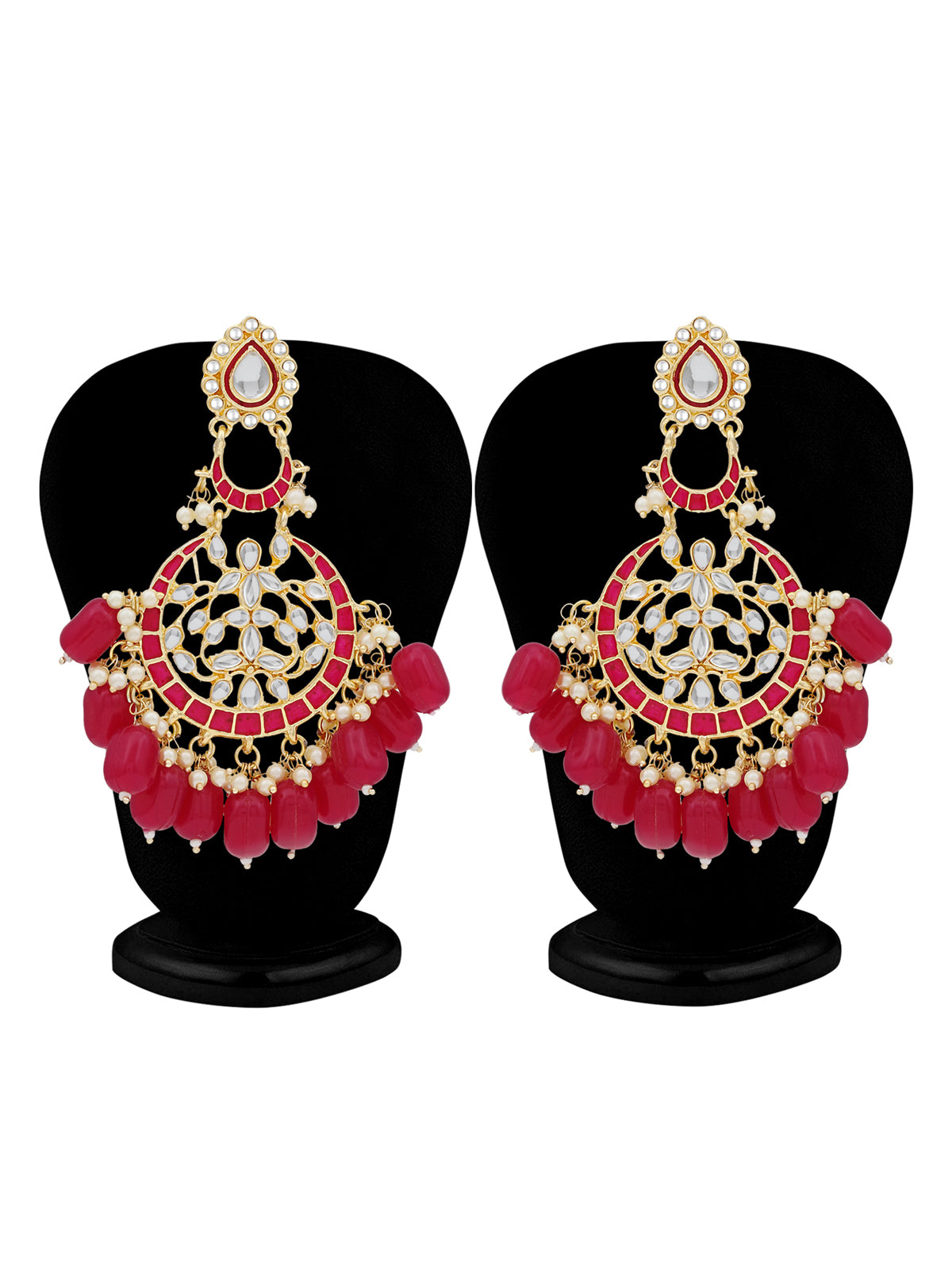Sukkhi Amazing Pearl Gold Plated Kundan Meenakari Chandbali Earring For Women SKR56903