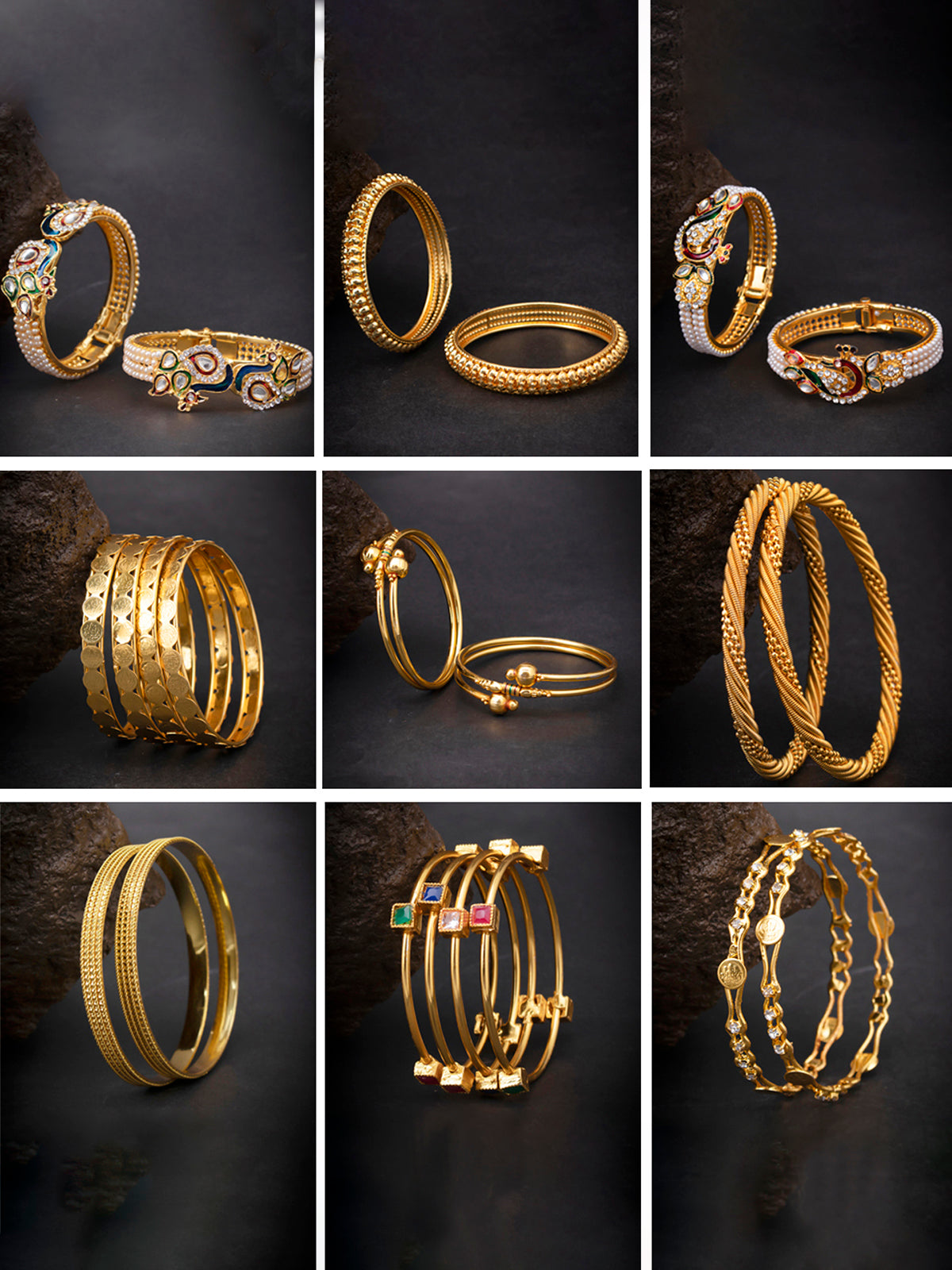 Sukkhi Stunning Pearl Gold Plated Peacock Meenakari Bangle Set Combo for Women SKR57809