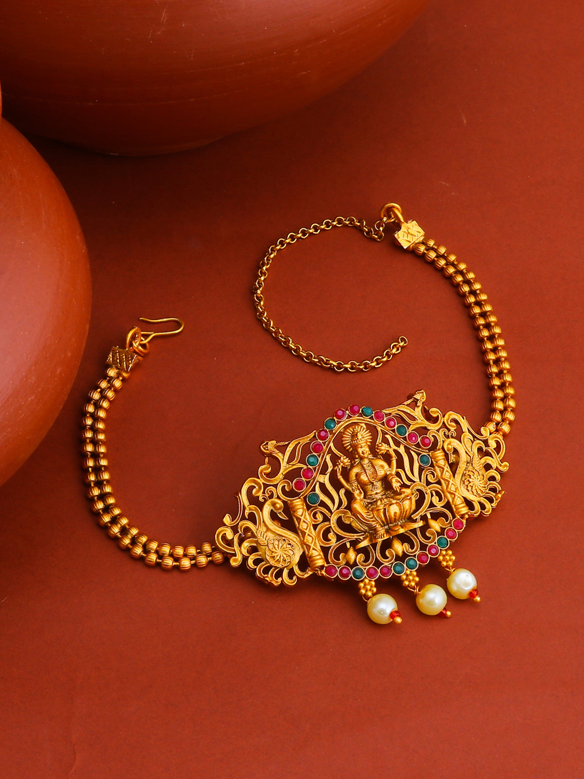 Sukkhi Artistically Pearl Gold Plated Goddess Laxmi Bajuband For Women SKR61663