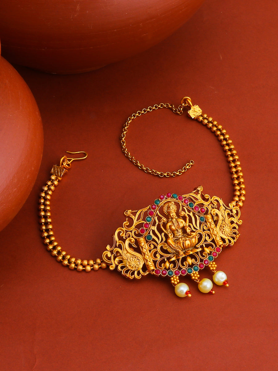 Sukkhi Artistically Pearl Gold Plated Goddess Laxmi Bajuband For Women SKR61663