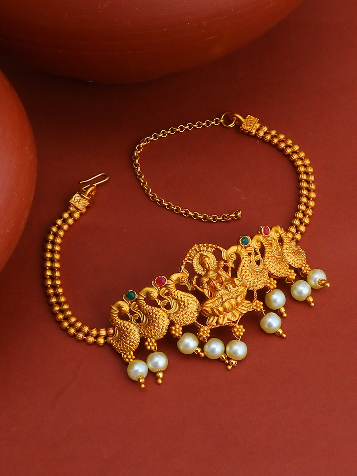 Sukkhi Gorgeous Pearl Gold Plated Goddess Laxmi Bajuband for Women SKR61665