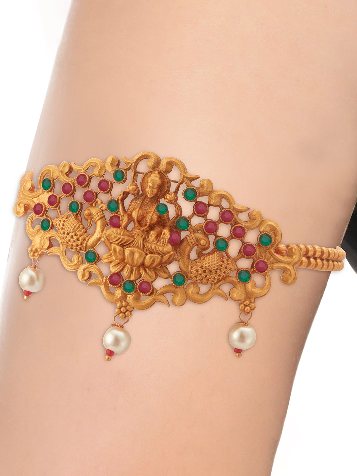 Sukkhi Sensational Pearl Gold Plated Goddess Laxmi Bajuband for Women SKR61666