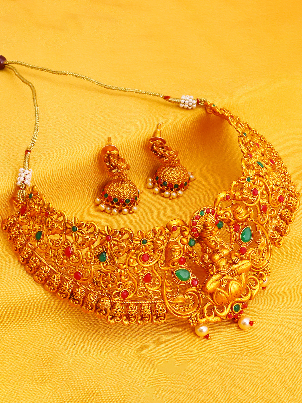 Sukkhi Stunning Gold Plated Temple Choker Necklace Set for Women SKR61671