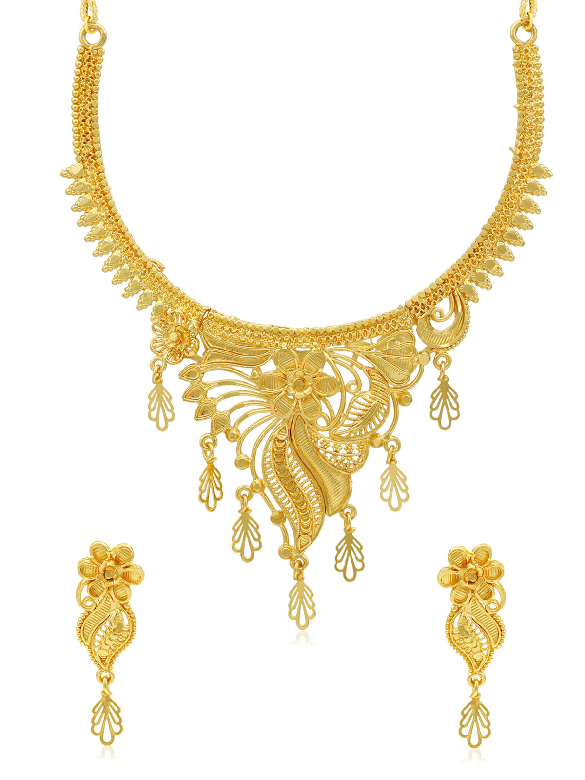 Sukkhi Lavish 24 Carat Gold Plated Floral Choker Necklace Set for Women SKR67367