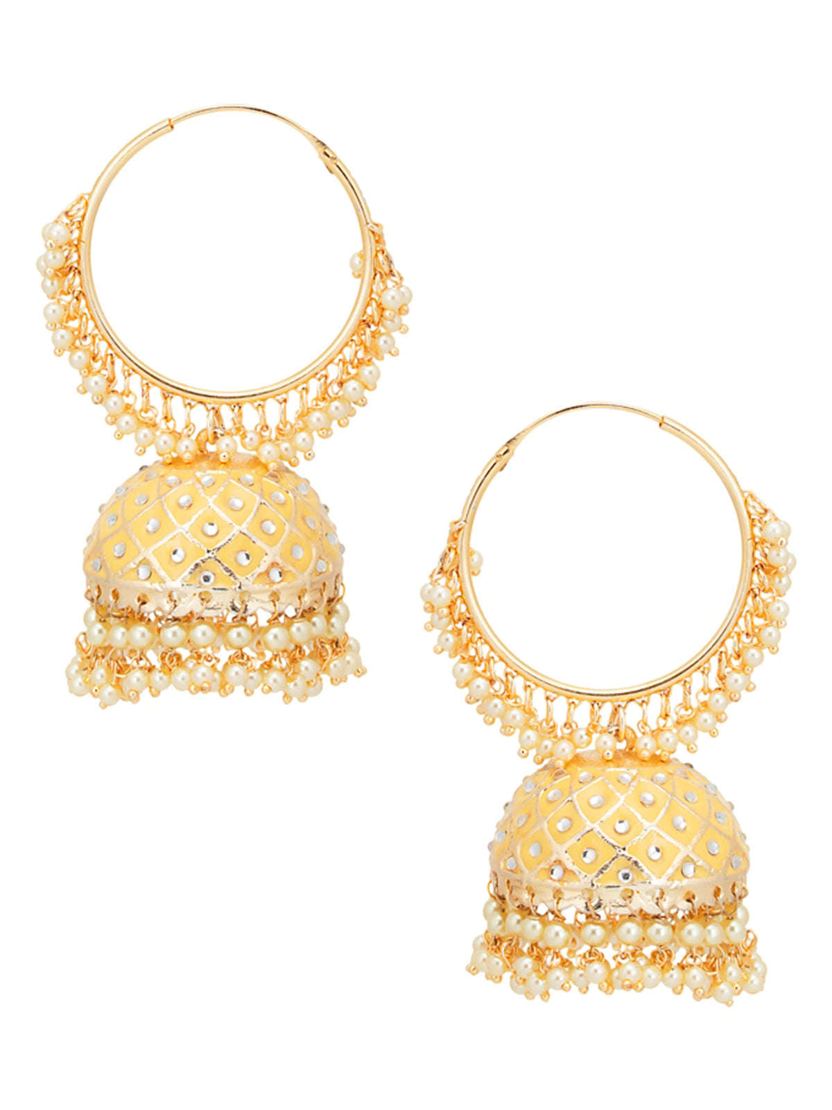 Sukkhi Glimmery Gold Plated Pearl Jhumki Earring for Women SKR73290