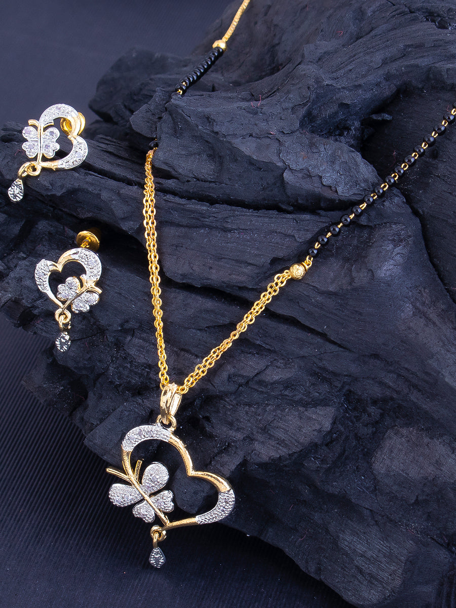 Sukkhi Lavish Gold Plated Heart Shaped Mangalsutra Set for Women SKR75039