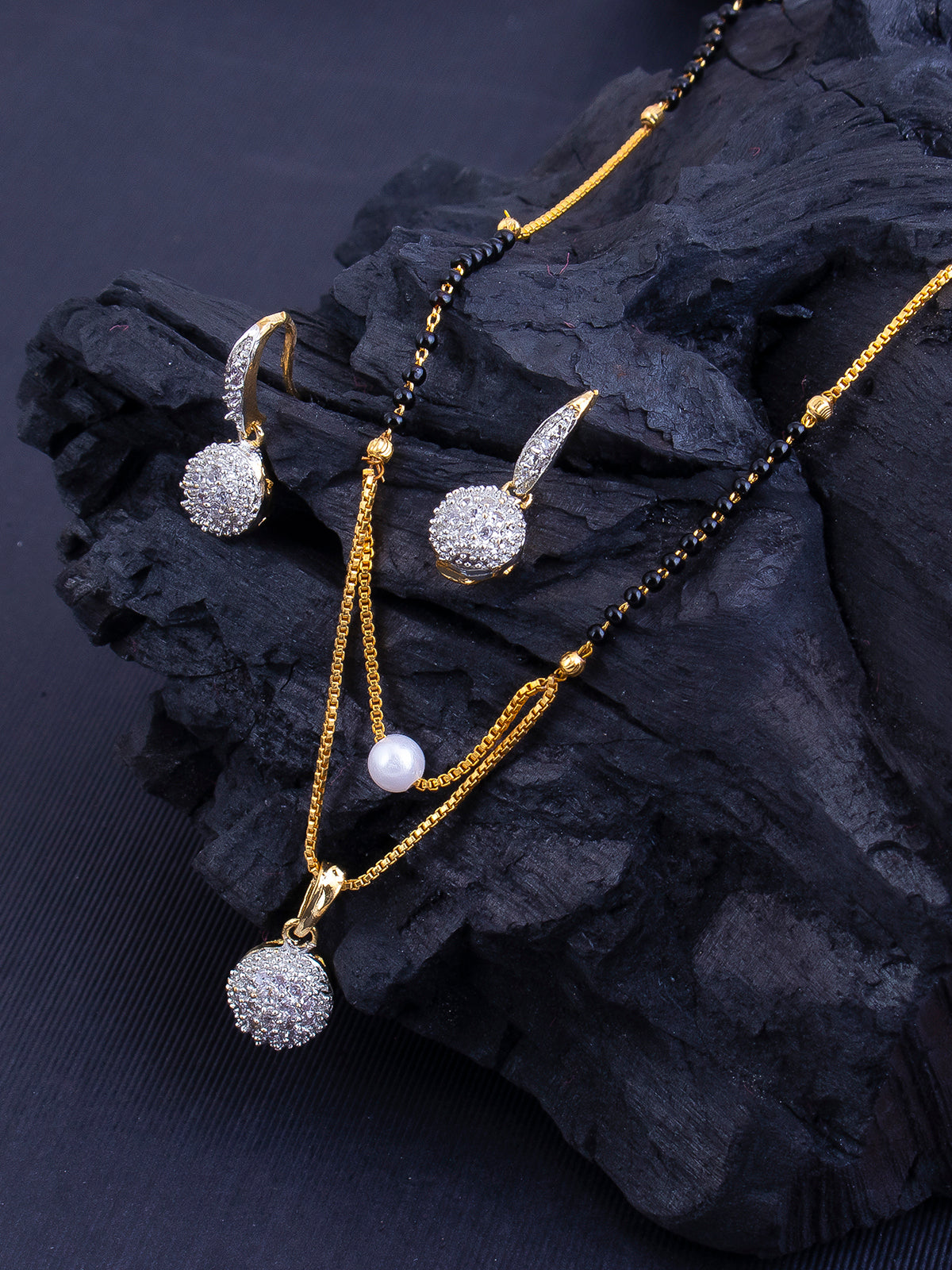 Sukkhi Delightful Gold Plated Pearl Mangalsutra Set for Women SKR75043