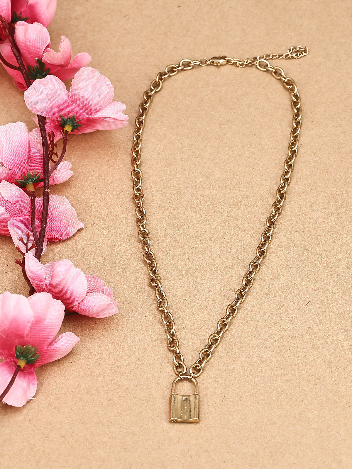 Scintillare by Sukkhi Stylish Multi Layered Gold Plated Lock Necklace for Women|SKR75226
