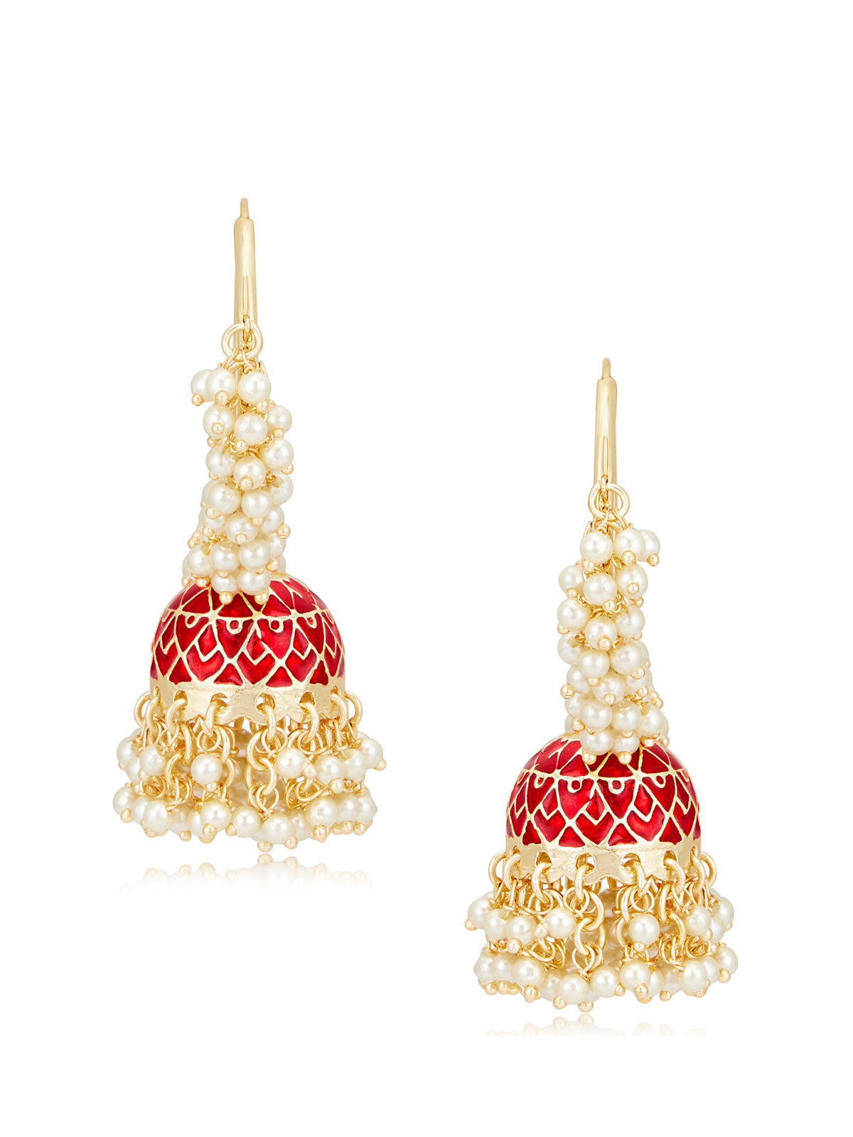 Sukkhi Charming Pearl Gold Plated Meenakari Jumki Earring  Set for Women SKR85641