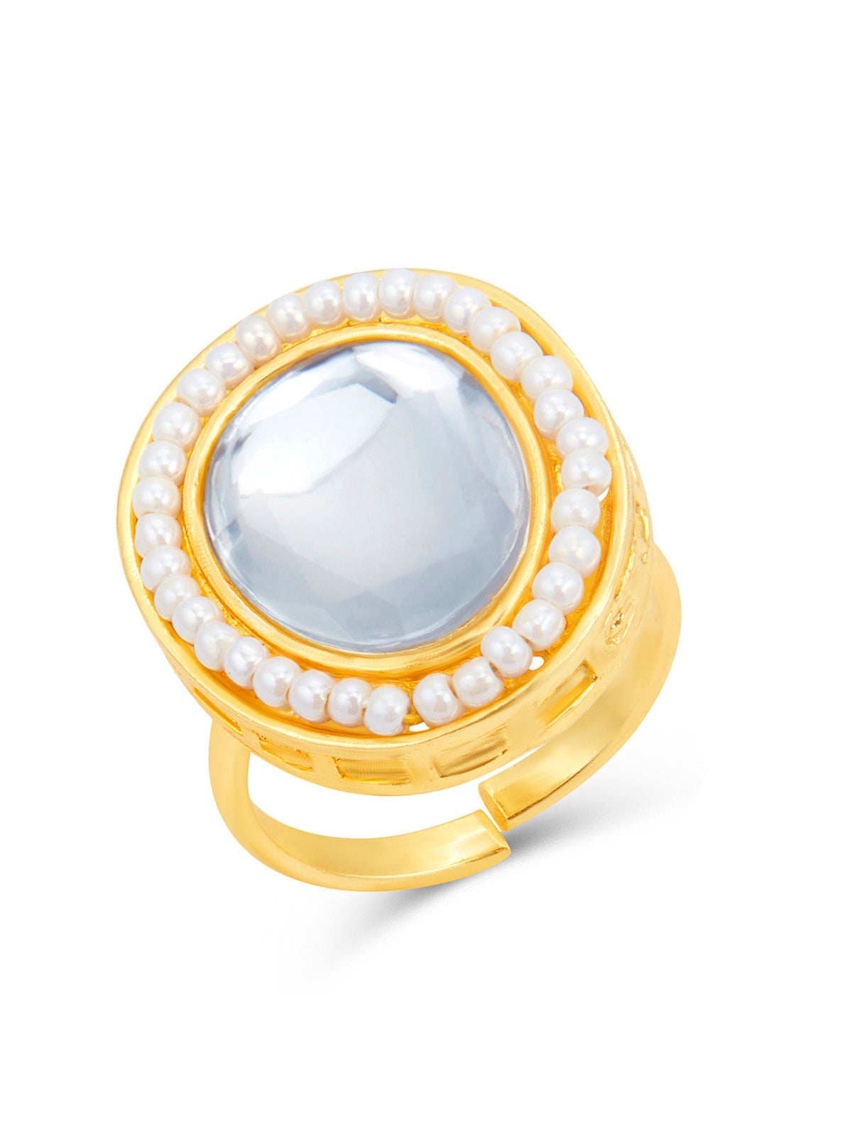 Sukkhi Cluster Kundan Gold Plated Pearl Ring for Women SKR85672