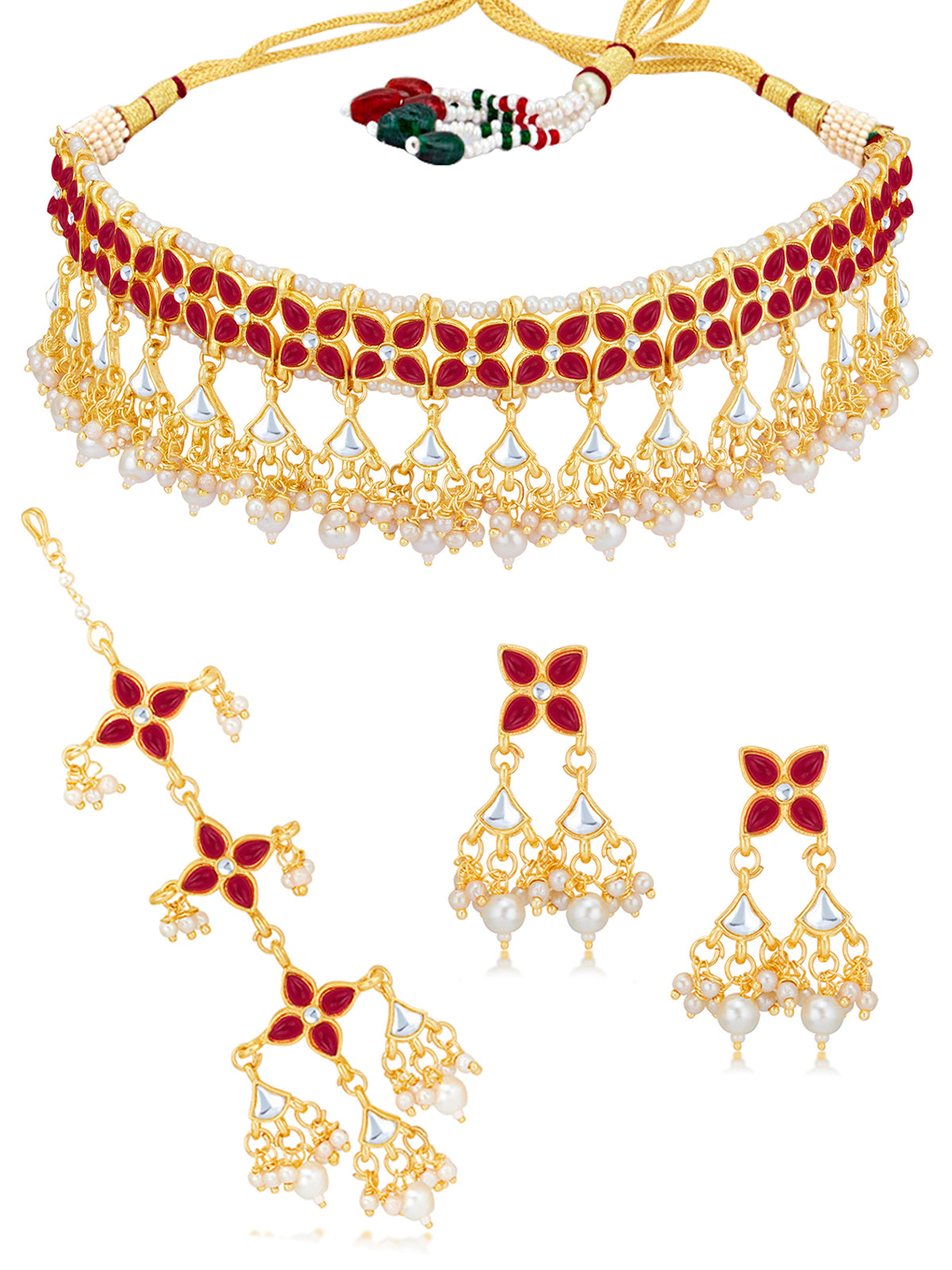 Sukkhi Resplendent Kundan Gold Plated Pearl Choker Necklace Set for Women SKR85688