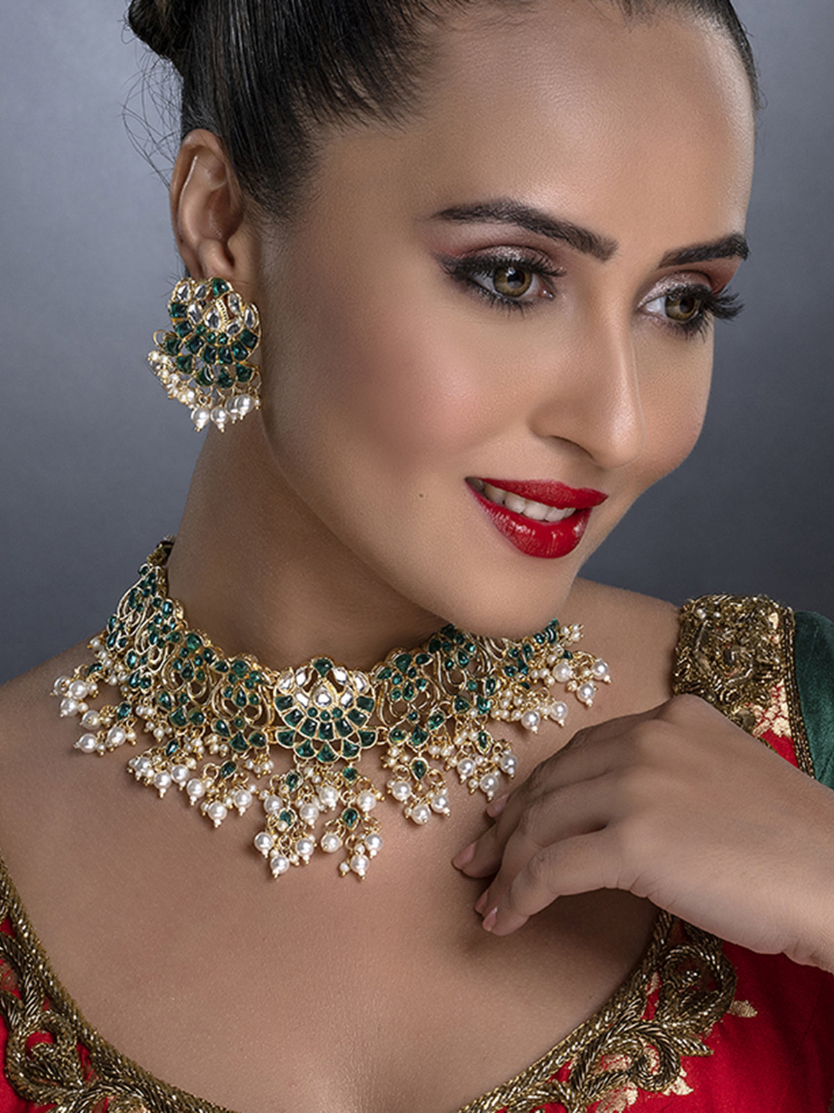 Sukkhi Ravishing Gold Plated Pearl Choker Necklace Set for Women SKR85692