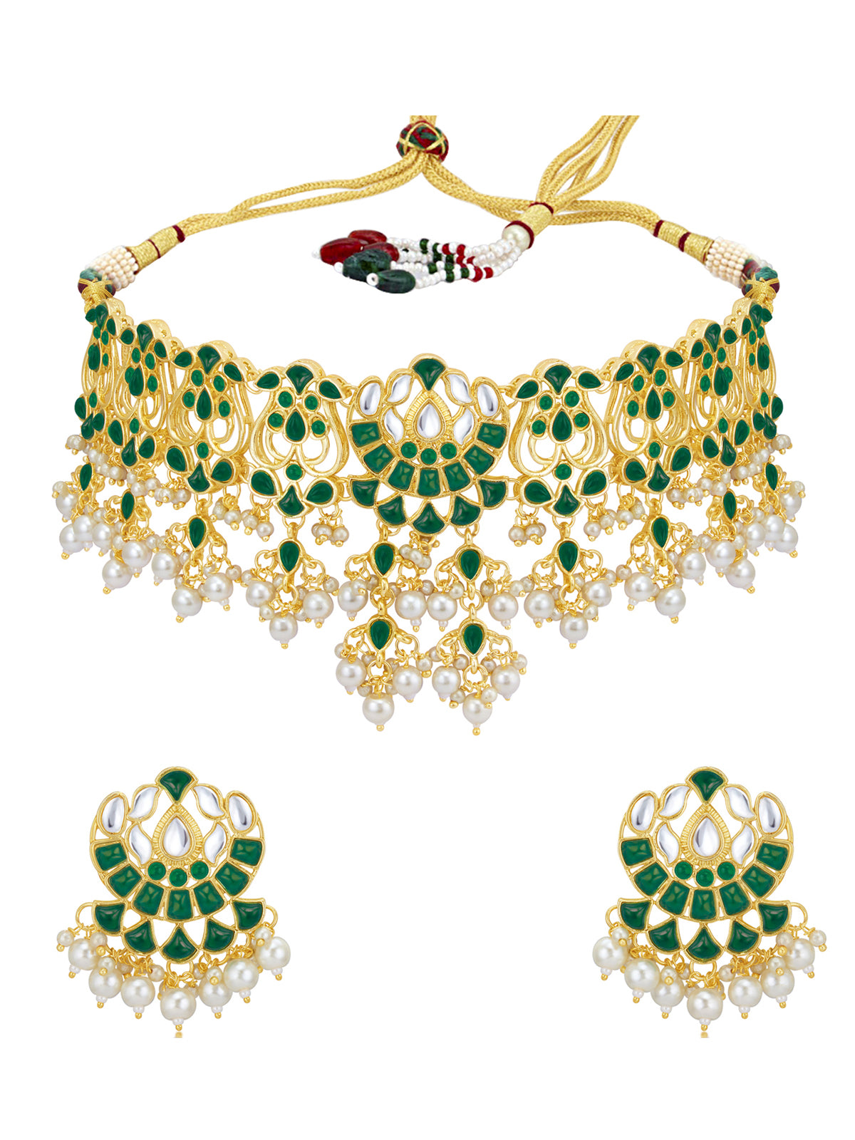 Sukkhi Ravishing Gold Plated Pearl Choker Necklace Set for Women SKR85692