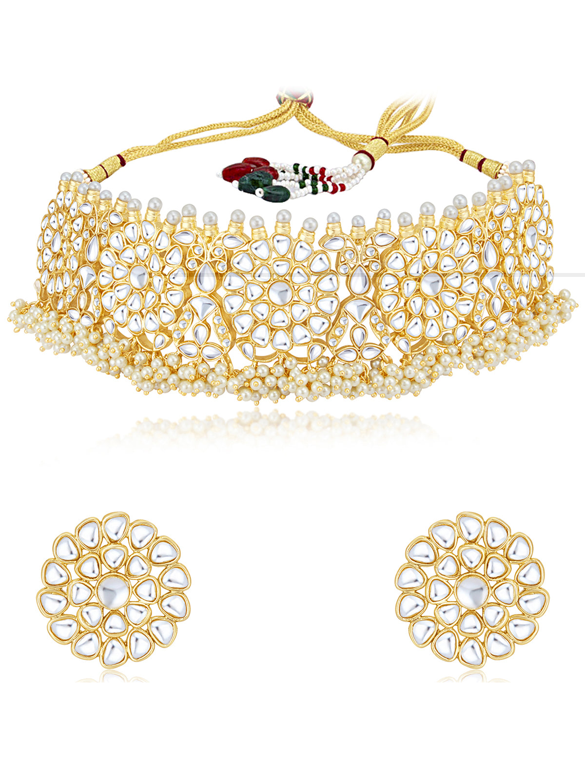 Sukkhi Stylish Kundan Gold Plated Pearl Choker Necklace Set for Women SKR85696