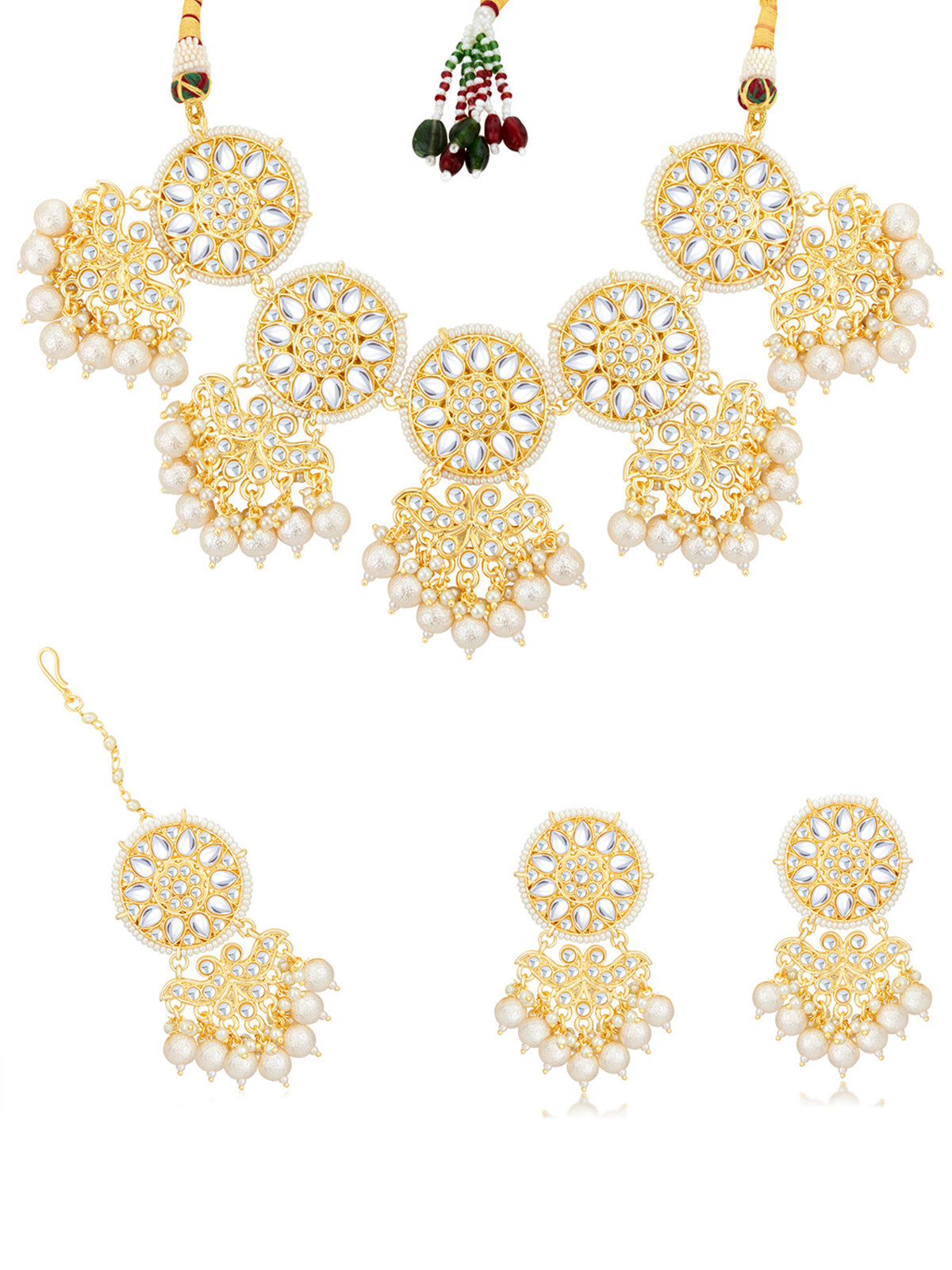 Sukkhi Marquise Kundan Gold Plated Pearl Choker Necklace Set for Women SKR85700