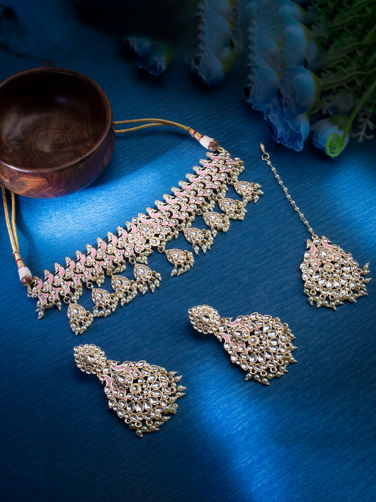 Sukkhi Astonish Pearl Gold Plated Kundan Meenakari Necklace Set for Women SKR85704