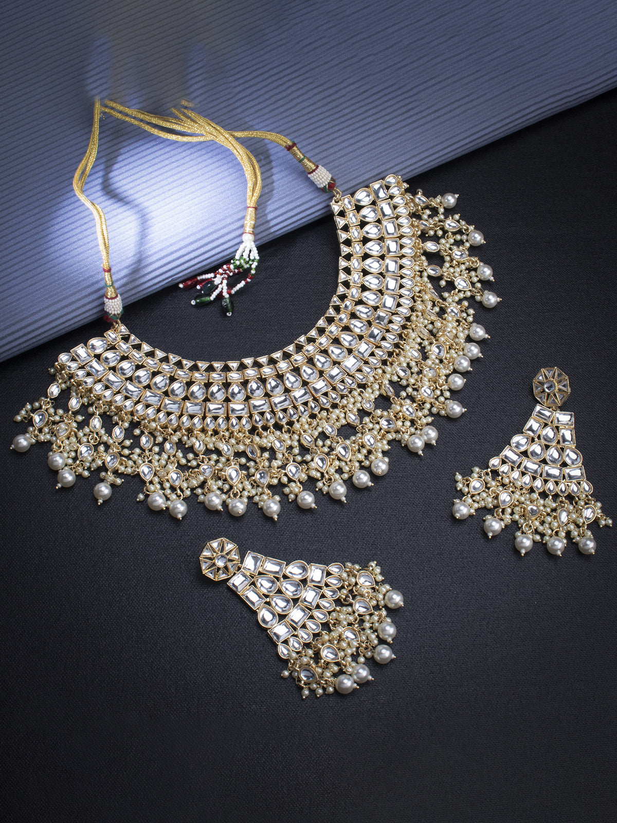 Sukkhi Glamorous Kundan Gold Plated Pearl Choker Necklace Set for Women SKR85709