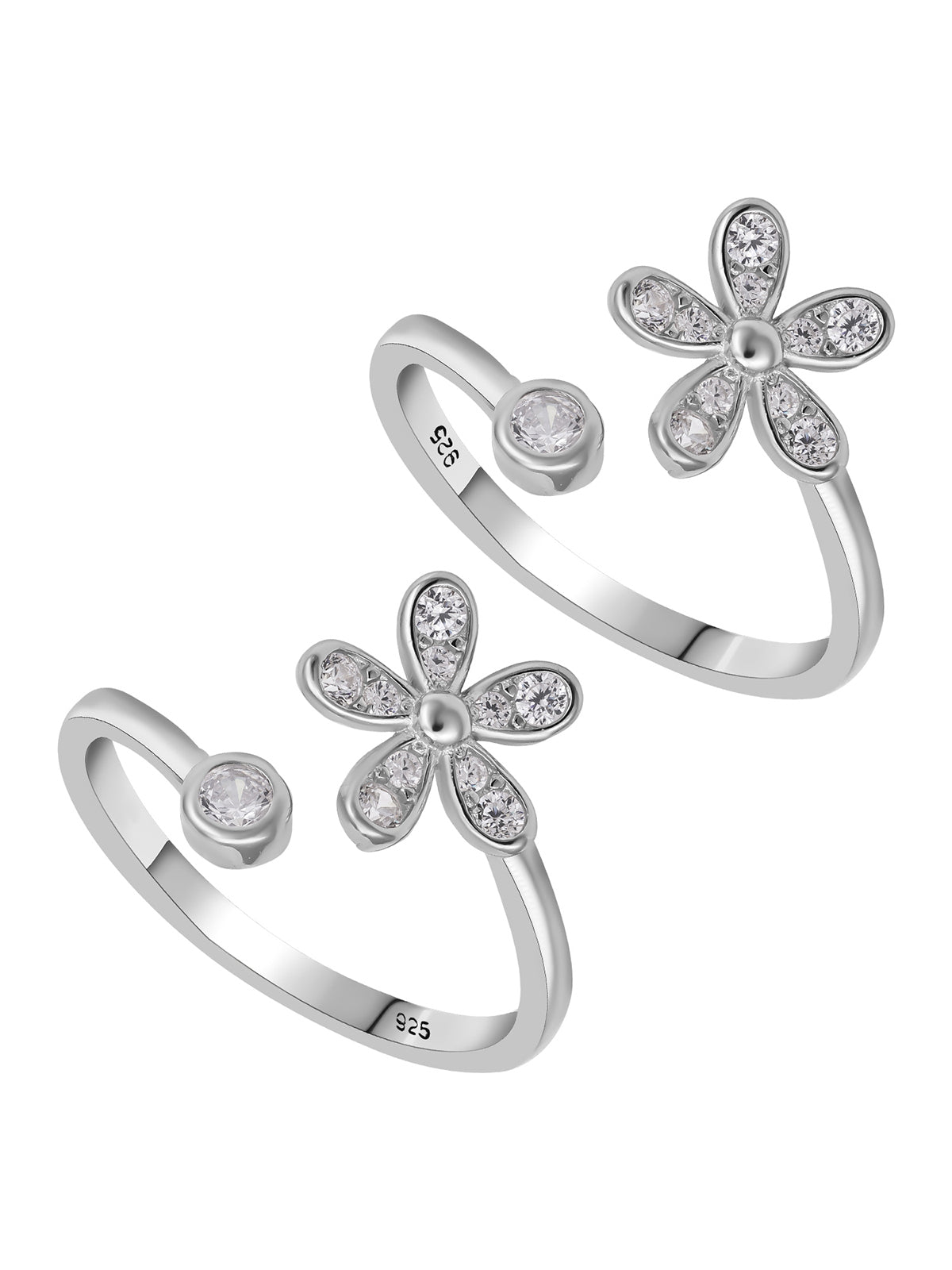 Pissara by Sukkhi Elegant 925 Sterling Silver Cubic Zirconia Toe Rings For Women And Girls|with Authenticity Certificate, 925 Stamp & 6 Months Warranty TR104681