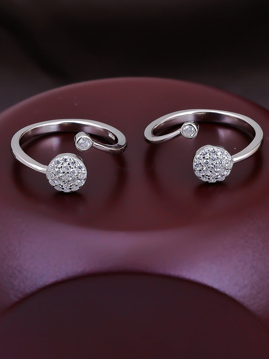 Pissara by Sukkhi Exclusive 925 Sterling Silver Cubic Zirconia Toe Rings For Women And Girls|with Authenticity Certificate, 925 Stamp & 6 Months Warranty TR104682