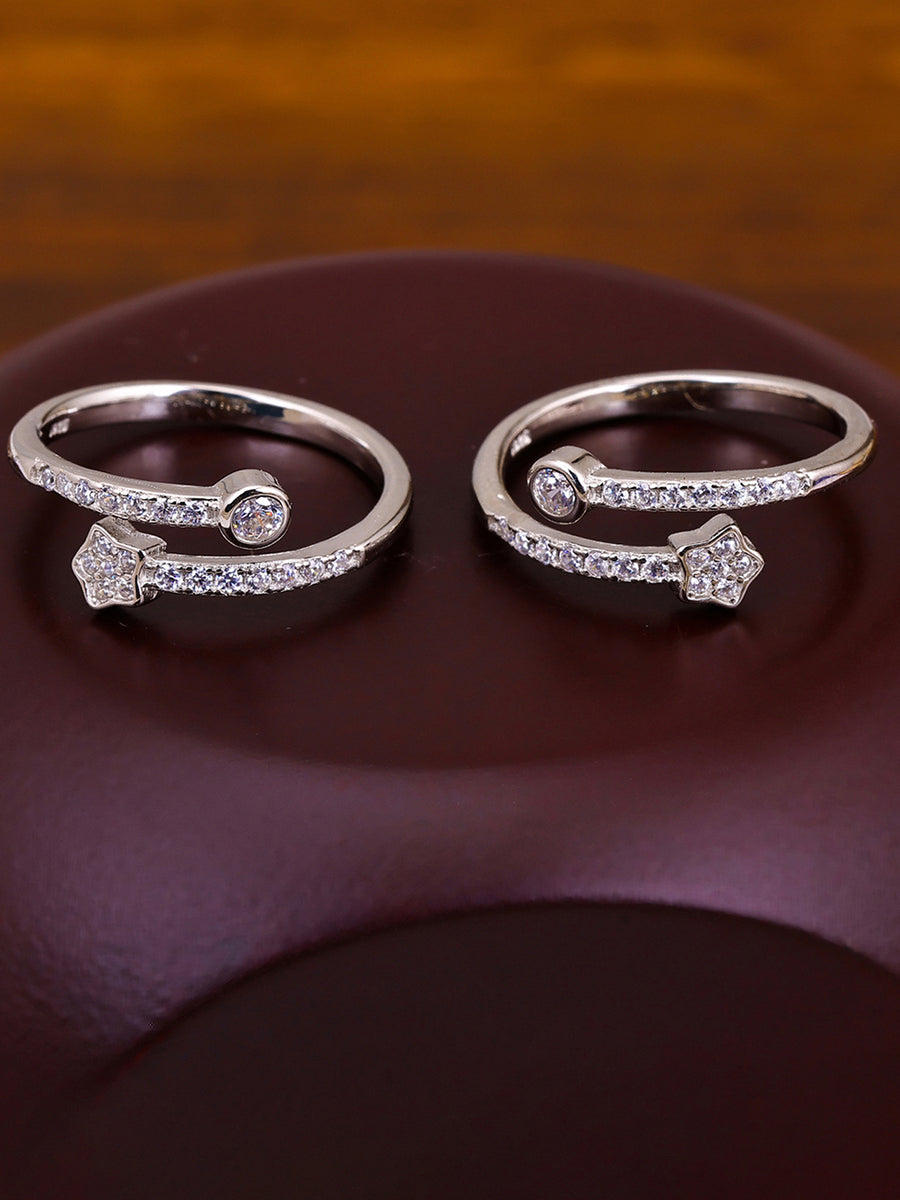 Pissara by Sukkhi Fabulous 925 Sterling Silver Cubic Zirconia Toe Rings For Women And Girls|with Authenticity Certificate, 925 Stamp & 6 Months Warranty TR104683