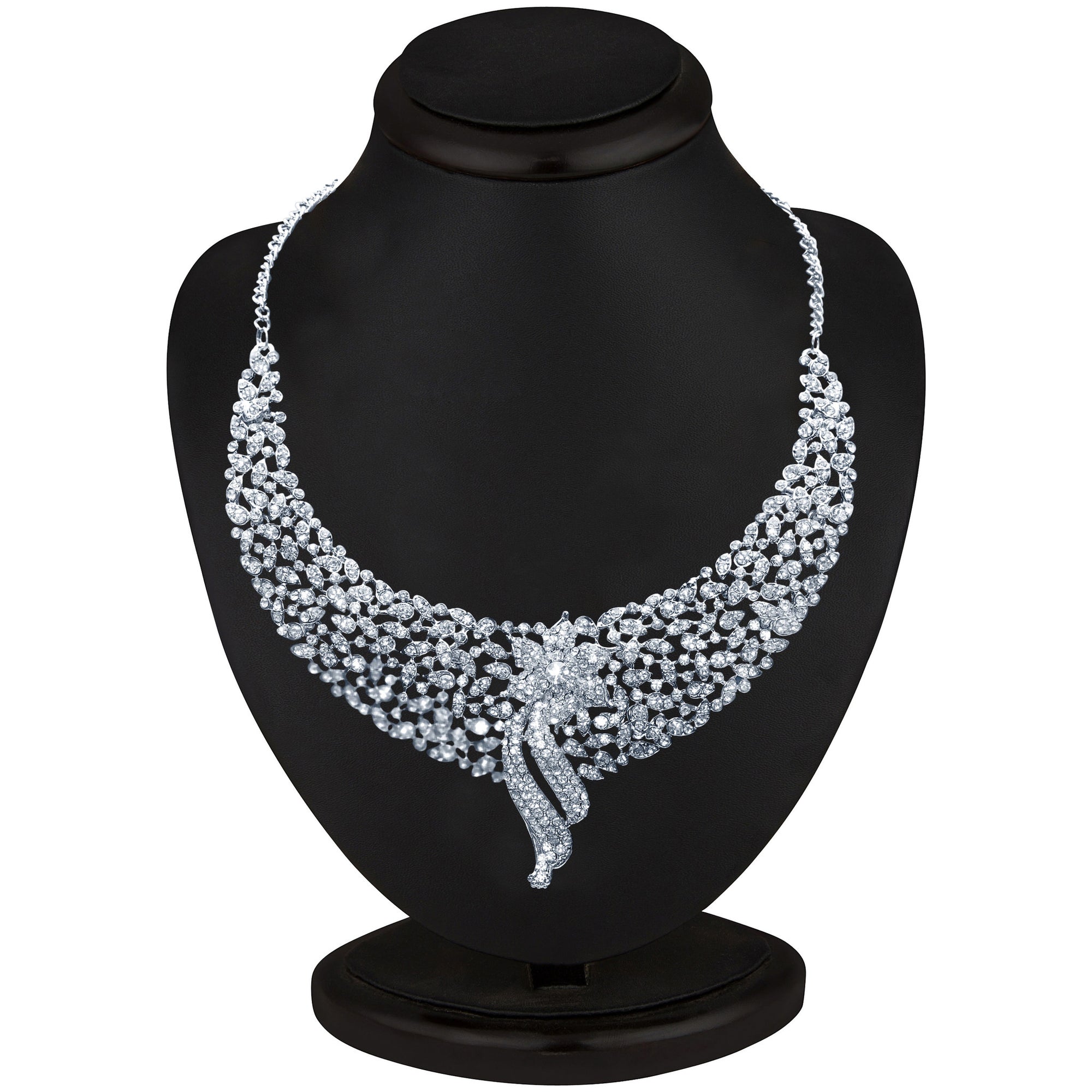 Sukkhi Sleek Rhodium plated AD Stone Necklace Set-1