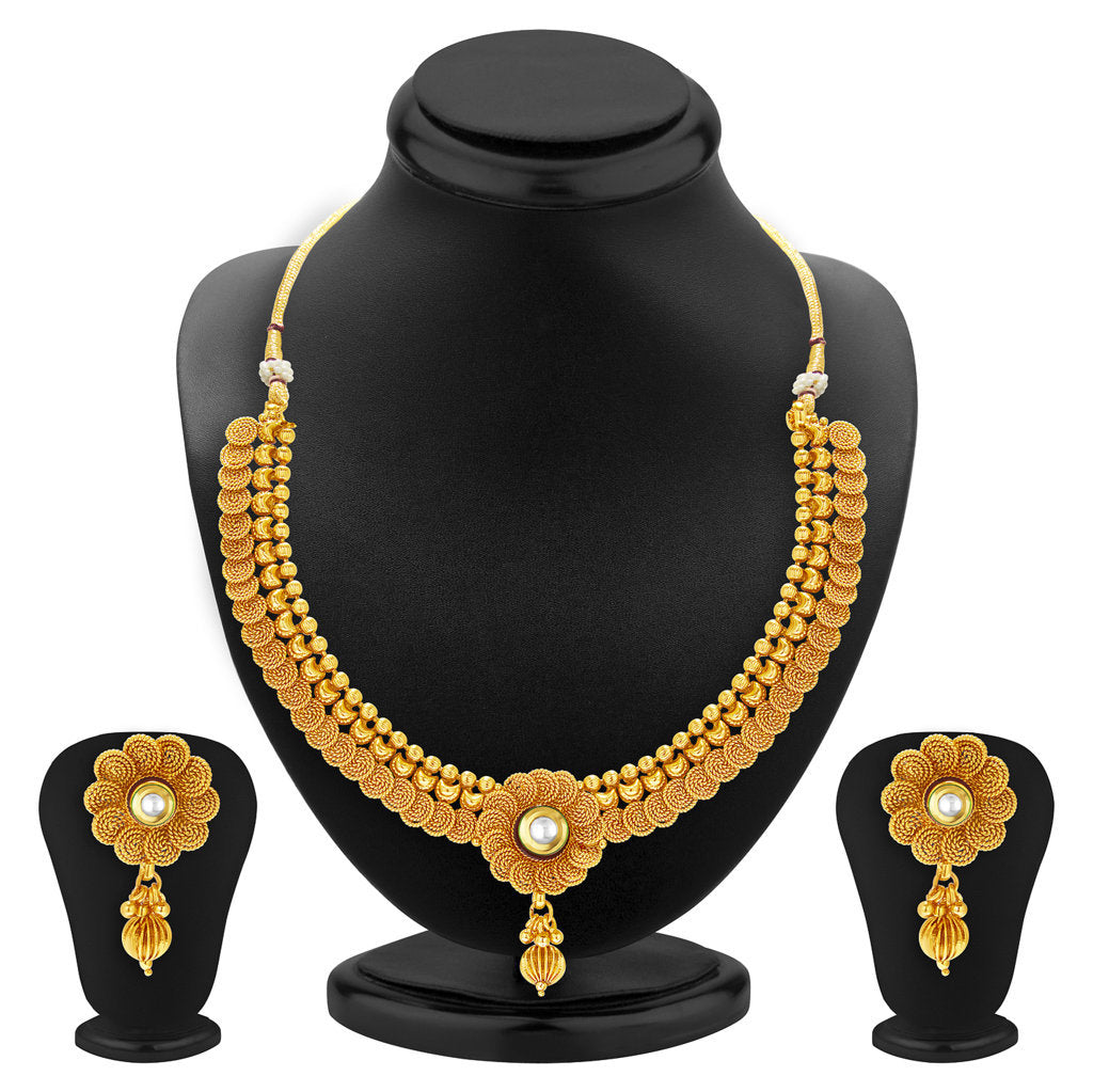 Sukkhi Jalebi Four String Gold Plated Necklace Set Combo For Women