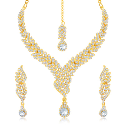 Sukkhi Fine Gold Plated Australian Diamond Stone Studded Necklace Set