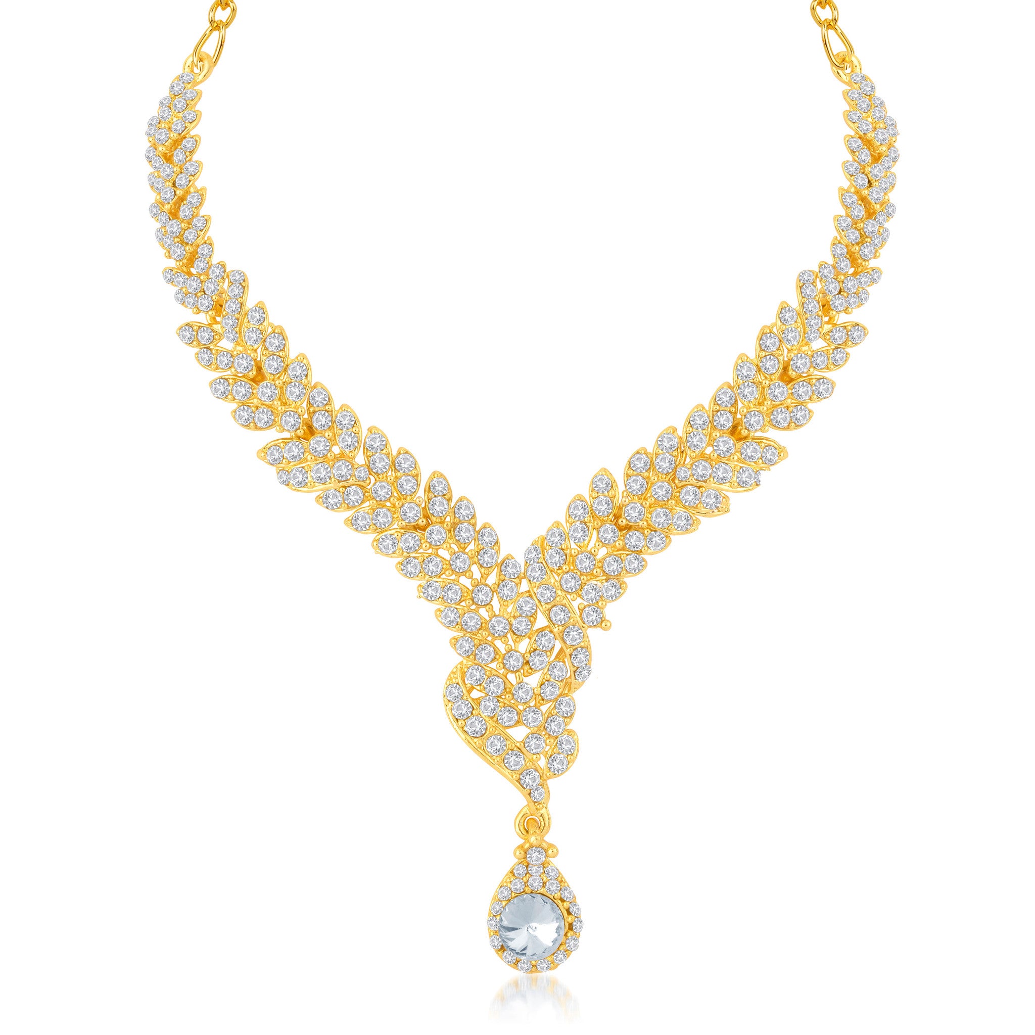 Sukkhi Fine Gold Plated Australian Diamond Stone Studded Necklace Set-1