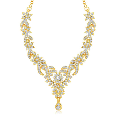 Sukkhi Trendy Gold Plated Australian Diamond Stone Studded Necklace Set