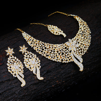 Sukkhi - Kritika Kamra Sleek Gold plated AD Stone Party Wear Necklace Set