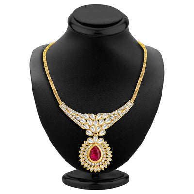 Sukkhi Attractive Gold Plated AD Necklace Set with Set of 5 Changeable Stone-2
