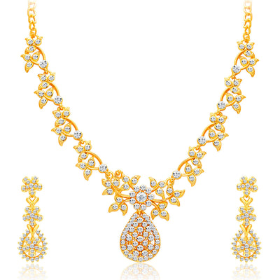 Sukkhi Alluring Gold Plated AD Necklace Set For Women-1